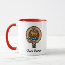 Clan Scott Crest over Red Tartan Mug