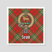 Clan Scott Crest over Red Tartan Napkins