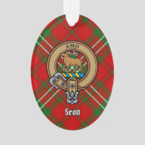 Clan Scott Crest over Red Tartan Ornament