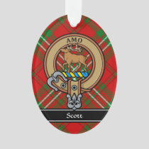 Clan Scott Crest over Red Tartan Ornament