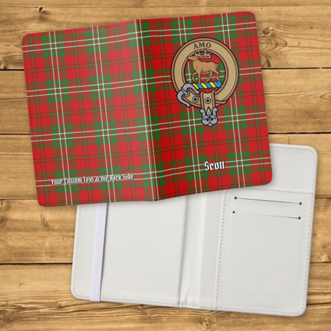 Clan Scott Crest over Red Tartan Passport Holder (Creator Uploaded)