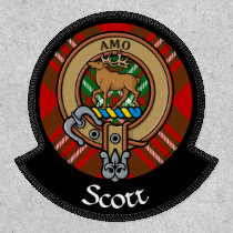 Clan Scott Crest over Red Tartan Patch
