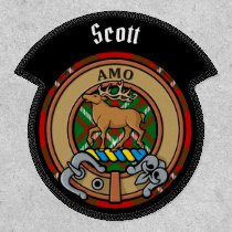 Clan Scott Crest over Red Tartan Patch