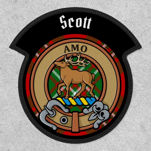 Clan Scott Crest over Red Tartan Patch (Front)