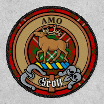 Clan Scott Crest over Red Tartan Patch