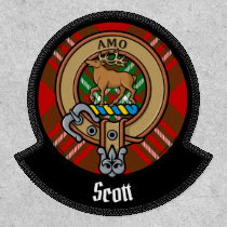 Clan Scott Crest over Red Tartan Patch