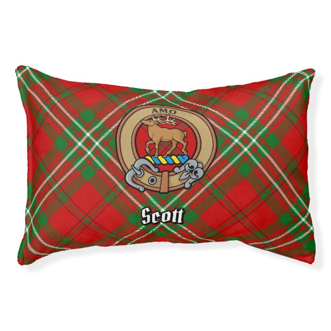 Clan Scott Crest over Red Tartan Pet Bed (Front)