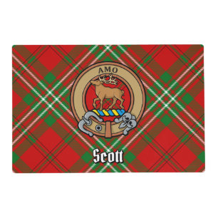 Clan Scott Crest over Red Tartan Placemat