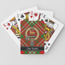 Clan Scott Crest over Red Tartan Playing Cards