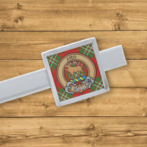 Clan Scott Crest over Red Tartan Silver Finish Tie Bar