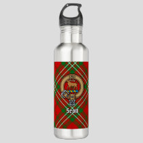 Clan Scott Crest over Red Tartan Stainless Steel Water Bottle