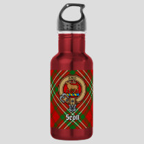 Clan Scott Crest over Red Tartan Stainless Steel Water Bottle