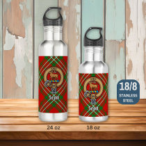 Clan Scott Crest over Red Tartan Stainless Steel Water Bottle