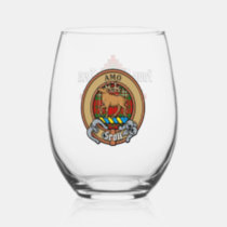 Clan Scott Crest over Red Tartan Stemless Wine Glass