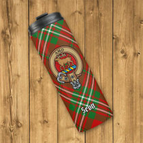 Clan Scott Crest over Red Tartan Thermal Tumbler