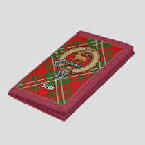 Clan Scott Crest over Red Tartan Trifold Wallet