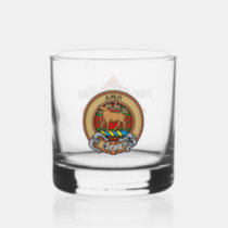 Clan Scott Crest over Red Tartan Whiskey Glass