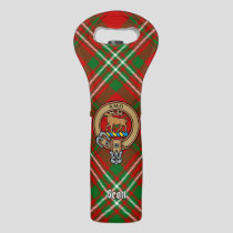 Clan Scott Crest over Red Tartan Wine Bag