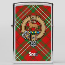 Clan Scott Crest over Red Tartan Zippo Lighter