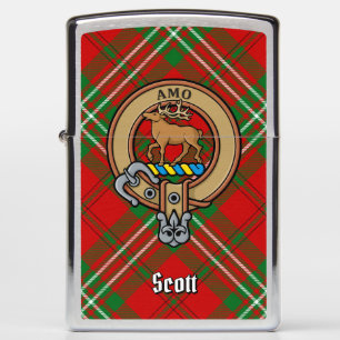 Clan Scott Crest over Red Tartan Zippo Lighter
