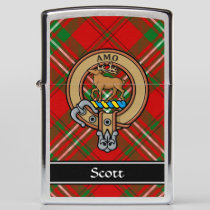 Clan Scott Crest over Red Tartan Zippo Lighter