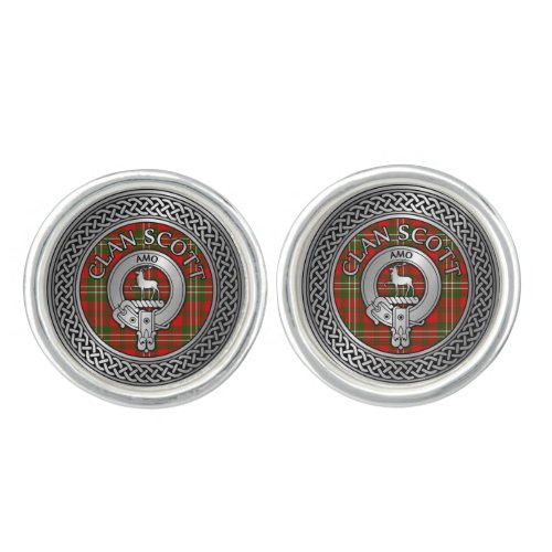 Clan Scott Crest  Tartan Knot Cufflinks