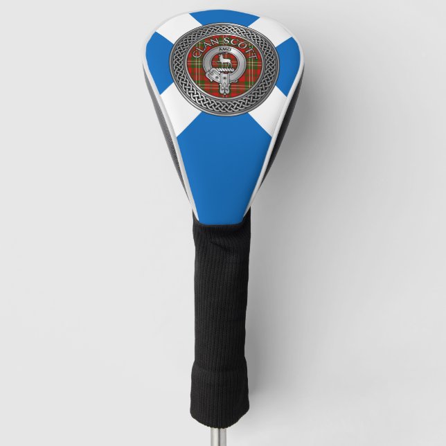 Clan Scott Crest & Tartan Knot Golf Head Cover (Front)