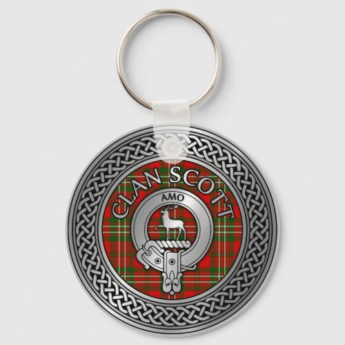 Clan Scott Crest  Tartan Knot Keychain