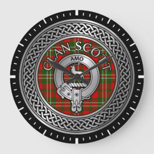 Clan Scott Crest & Tartan Knot Large Clock