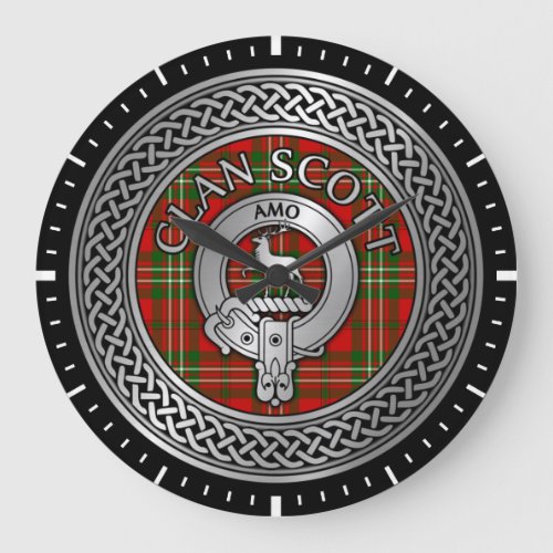 Clan Scott Crest  Tartan Knot Large Clock