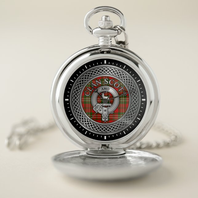 Clan Scott Crest & Tartan Knot Pocket Watch (Inside)