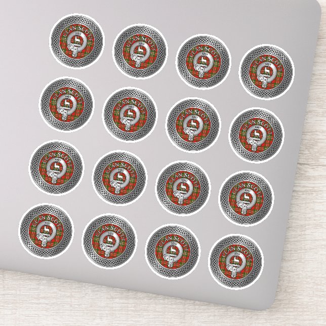 Clan Scott Crest & Tartan Knot Sticker (Detail)