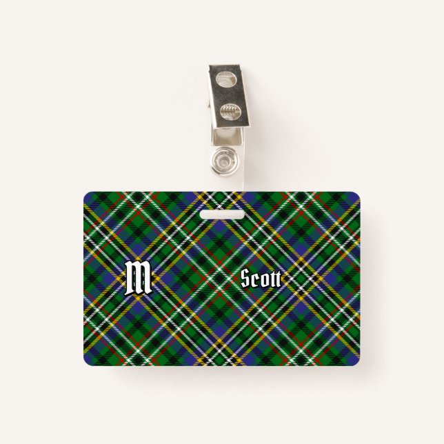 Clan Scott Green Tartan Badge (Front with Clip)