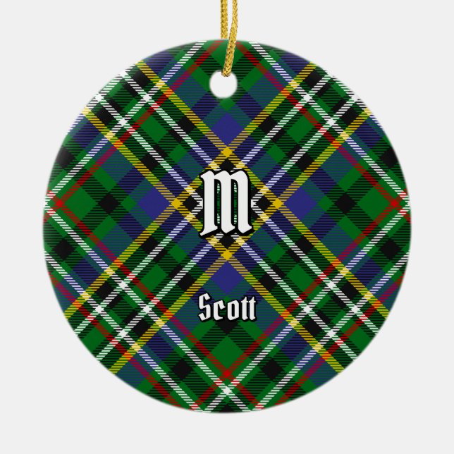 Clan Scott Green Tartan Ceramic Ornament (Front)