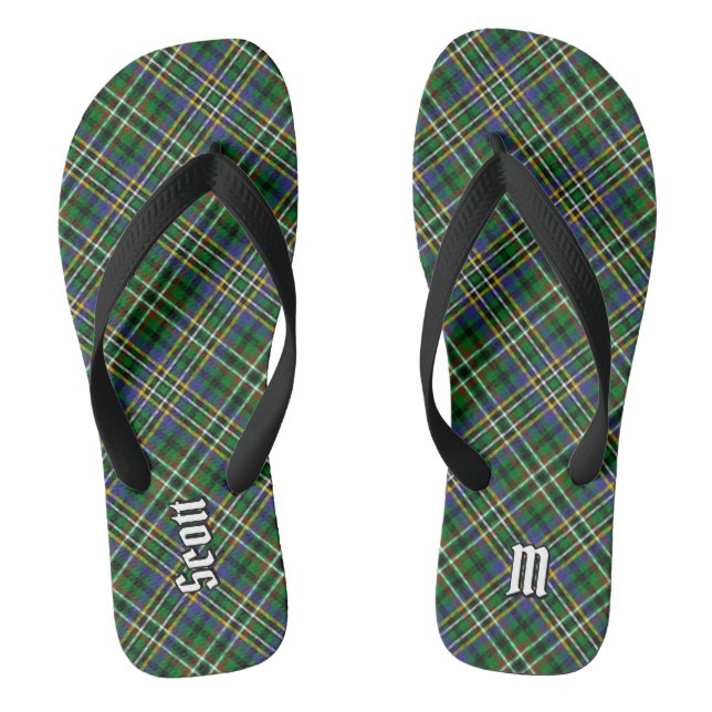 Clan Scott Green Tartan Flip Flops (Footbed)