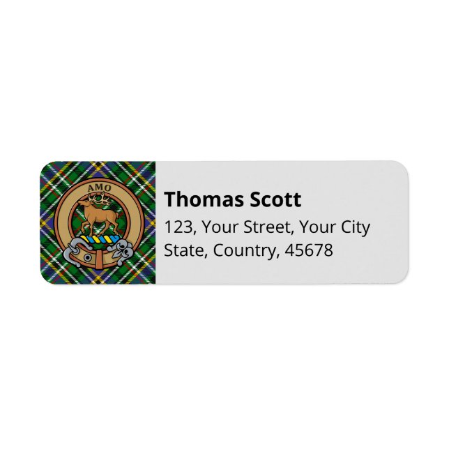 Clan Scott Green Tartan Label (Front)