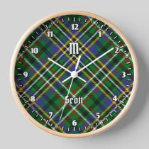 Clan Scott Green Tartan Large Clock
