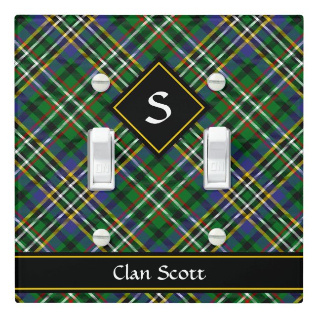 Clan Scott Green Tartan Light Switch Cover (In Situ)