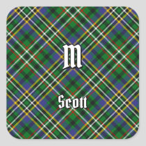 Clan Scott Green Tartan Square Sticker