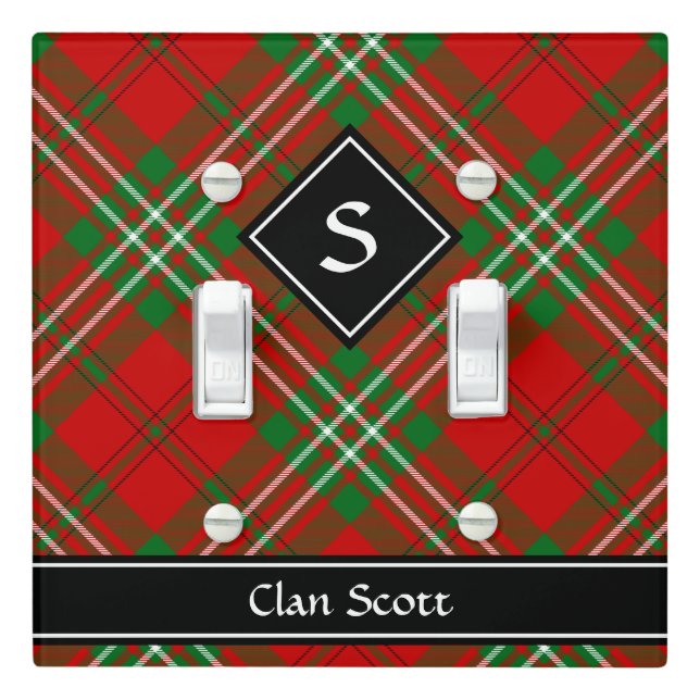 Clan Scott Red Tartan Light Switch Cover (In Situ)