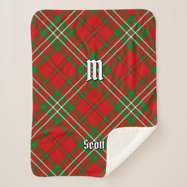 Clan Scott Red Tartan Sherpa Blanket (Front)