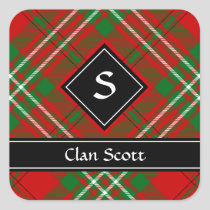 Clan Scott Red Tartan Square Sticker