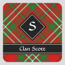 Clan Scott Red Tartan Square Sticker