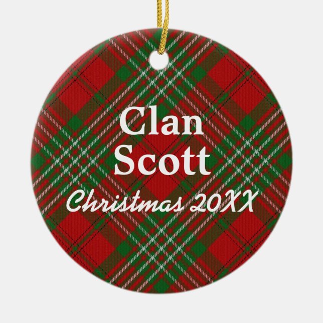 Clan Scott Scottish Tartan Ceramic Ornament (Front)