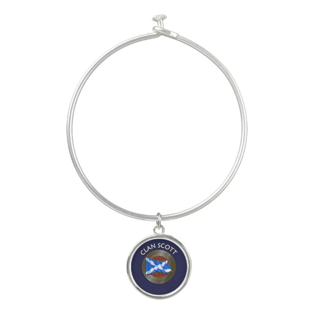 Clan Scott Tartan Knot & Flag Bangle Bracelet (Front)