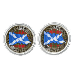Clan Scott Tartan Knot & Flag Cufflinks