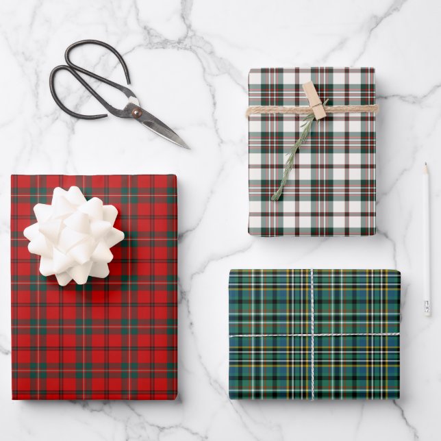 Clan Scott Tartan Variations Wrapping Paper Sheets (Front)