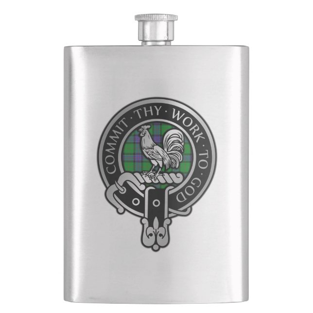 Clan Sinclair Crest & Hunting Tartan Flask (Front)