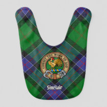 Clan Sinclair Crest over Hunting Tartan Baby Bib