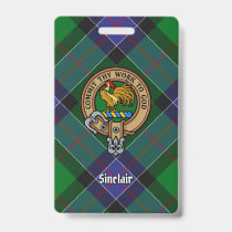 Clan Sinclair Crest over Hunting Tartan Badge